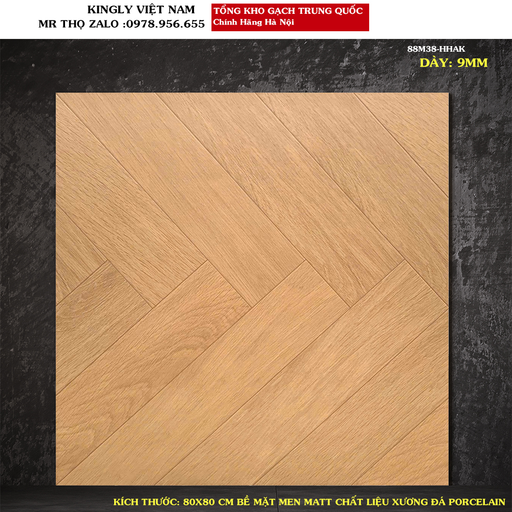 Gạch giả gỗ lát nền 80x80 Trung Quốc 88M38